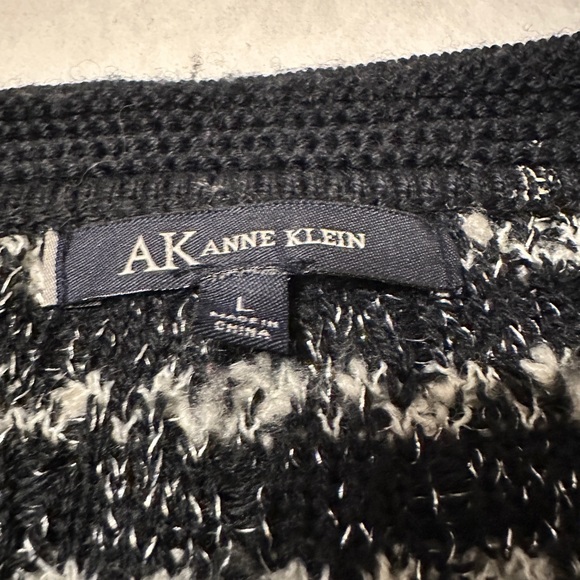 Anne Klein Black and White Textured Cardigan - Size L - Picture 10 of 13